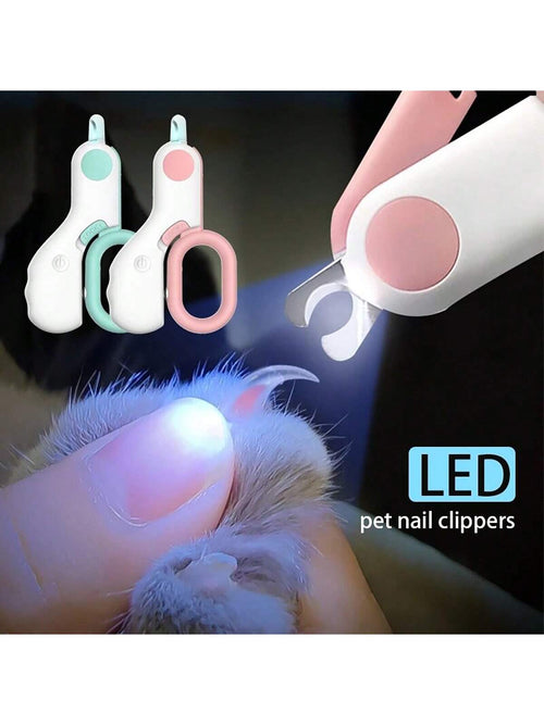 1pc Mini Nail Clipper With Light For Cats And Dogs, Suitable For Trimming Nails