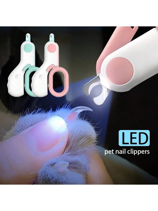 1pc Mini Nail Clipper With Light For Cats And Dogs, Suitable For Trimming Nails