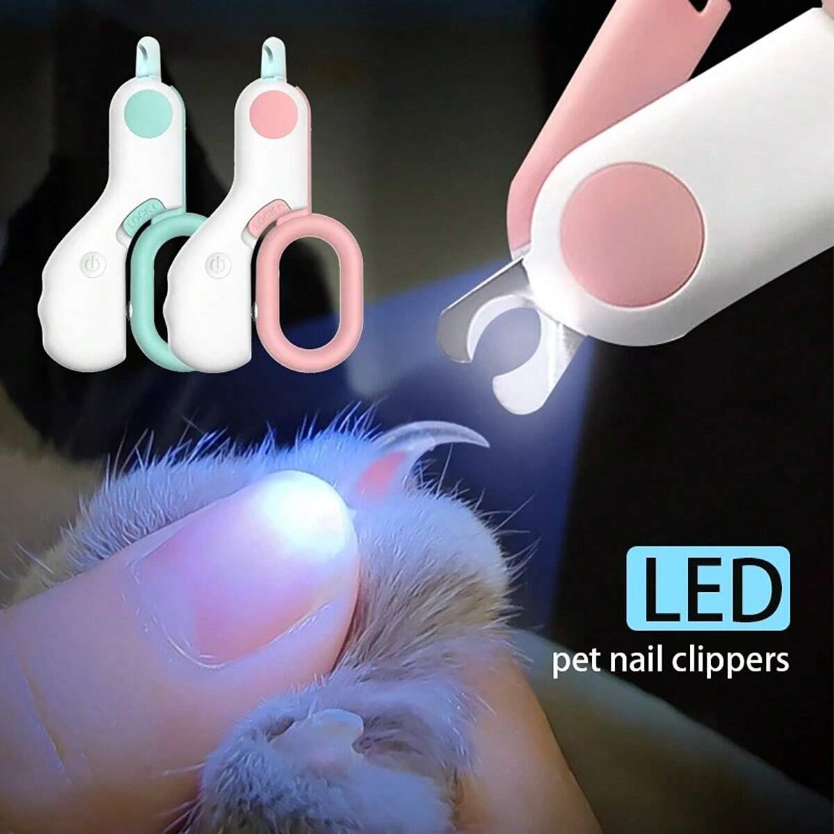 1pc Mini Nail Clipper With Light For Cats And Dogs, Suitable For Trimming Nails