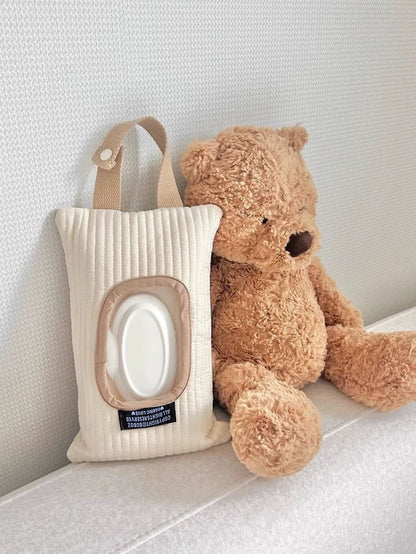 1pc Minimalist Car/Home Tissue Paper Holder, Cute Baby Stroller Wet Wipes Hanging Bag, Convenient Portable Tissue Dispenser Bag