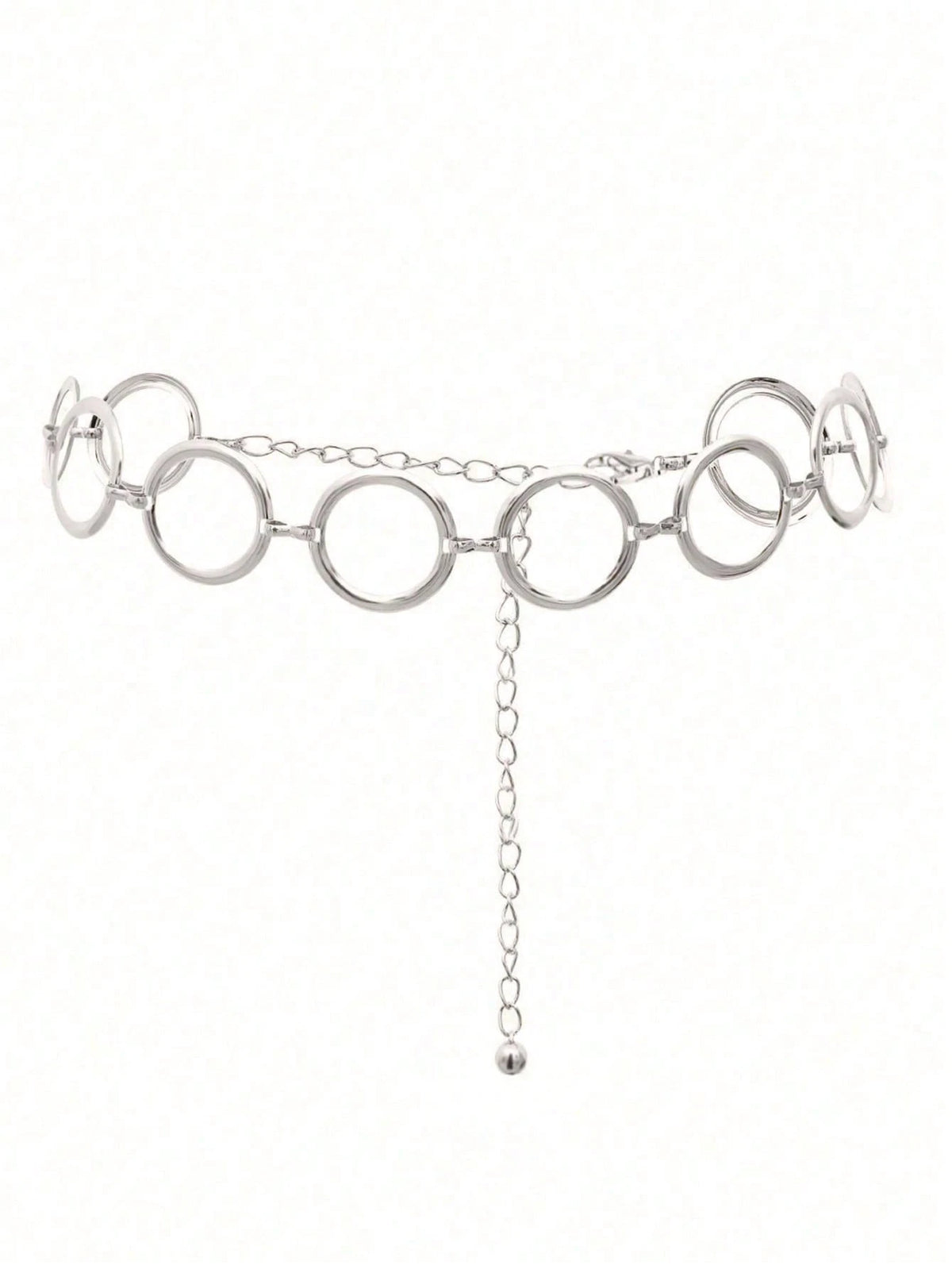 1pc Minimalist Geometric Circle Single-Layer Body Chain, Punk Metal Waist Chain For Women (Random Circle Quantity), Festival Style