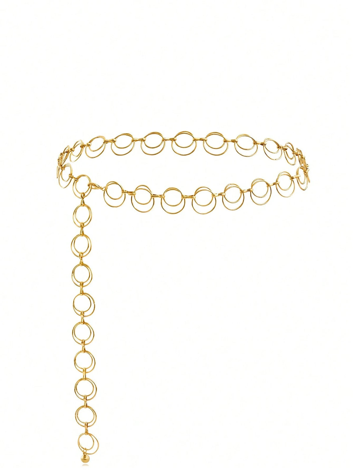 1pc Minimalist Geometric Circle Single-Layer Body Chain, Punk Metal Waist Chain For Women (Random Circle Quantity), Festival Style