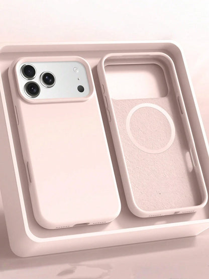 1pc Minimalist Liquid Silicone Magnetic Wireless Charging Protective Case Compatible With 17 Air 16 14 13 12 15 Pro Max Plus With Velvet Camera Protection Professional Office Gift