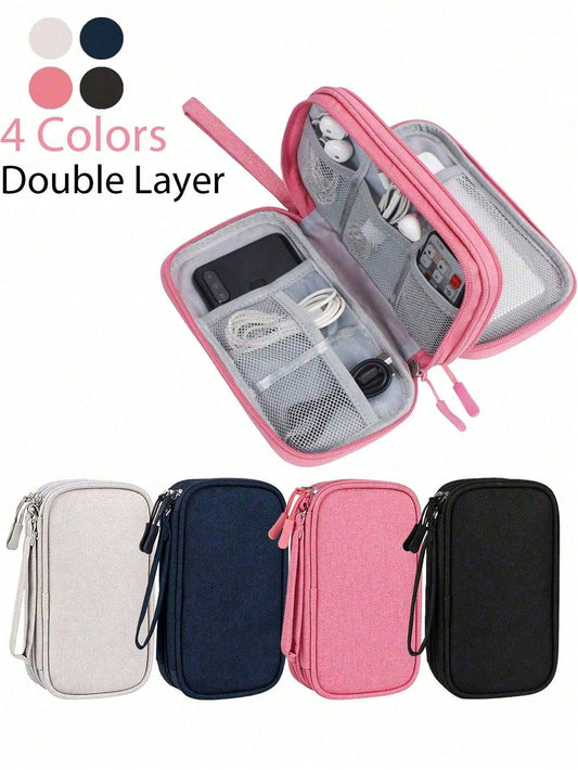 1pc Minimalist Solid Color EVA Digital Storage Bag, Can Store Earphones, Cables, Chargers, Power Banks, Unisex Travel Essential, Portable, Lightweight