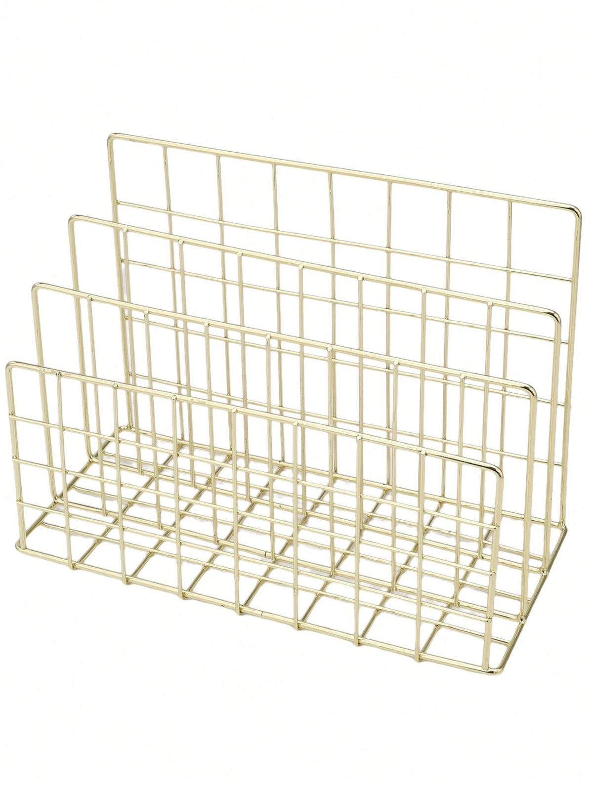 1pc Modern Minimalist Metal Book Shelf With 3 Storage Baskets, Nordic Style Rectangular Magazine & Newspaper Organizer Box For Home Office Decor,For Back To School