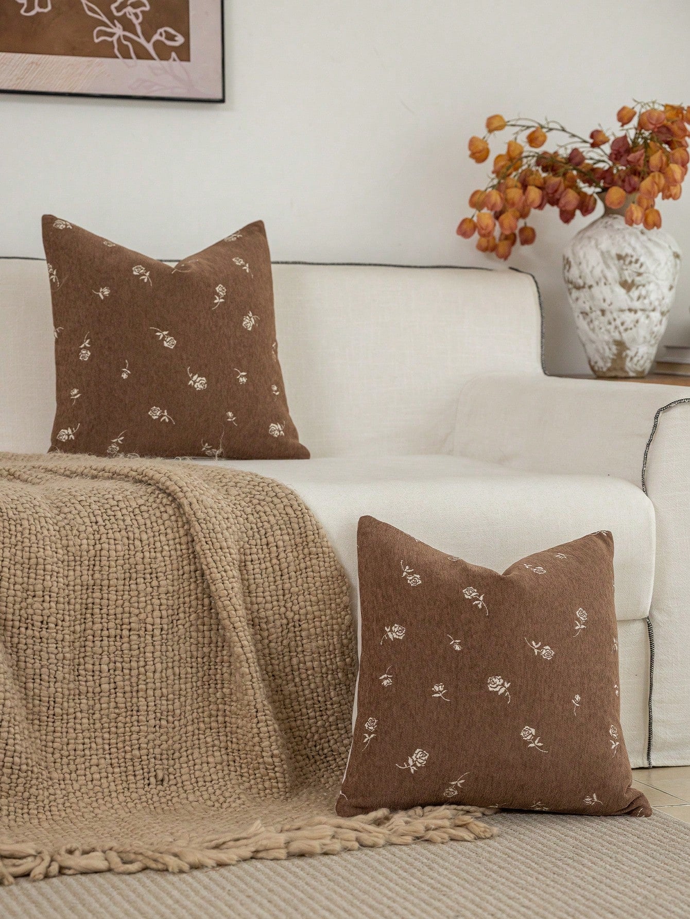 1pc Modern Pastoral Country Vintage Style Chenille Jacquard Washable Machine Washable Suitable For Sofa Bedroom Living Room Home Decor Throw Pillow Cover