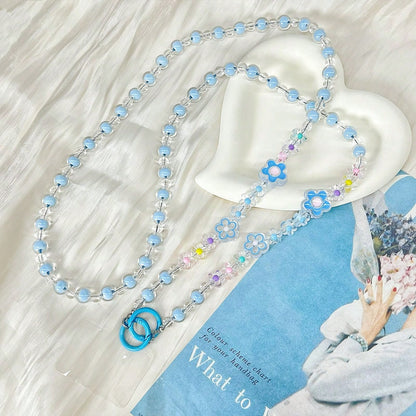 1pc Multipurpose Flower Shaped Beaded Acrylic Resin Detachable Lanyard, Suitable For Most Phone Cases, CCD Cameras And Earphone Cases
