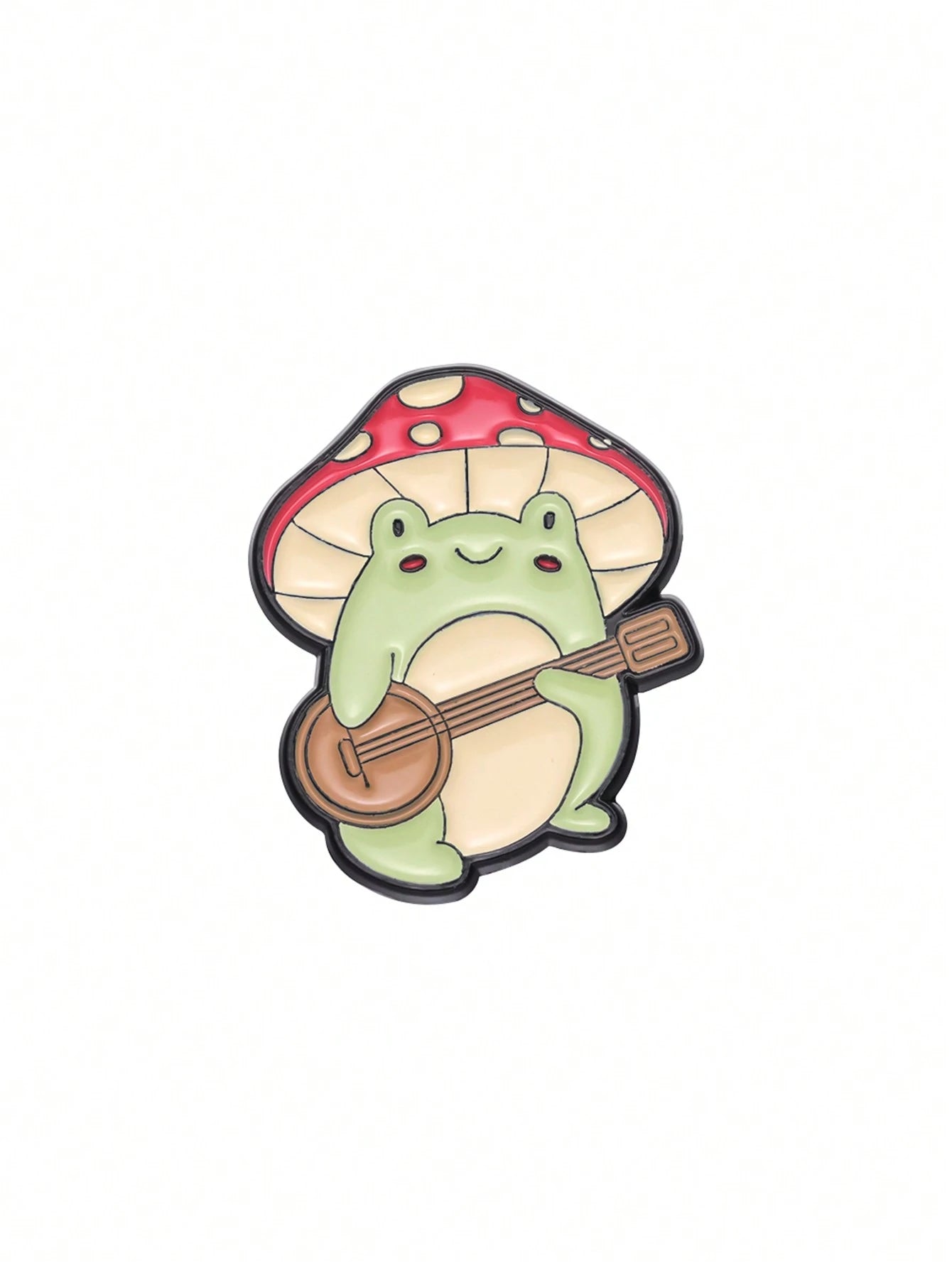 1pc Mushroom Playing Piano Cartoon Frog Enamel Pin Badge, Fashionable Jewelry Accessory Suitable For Daily Use For Men And Women
