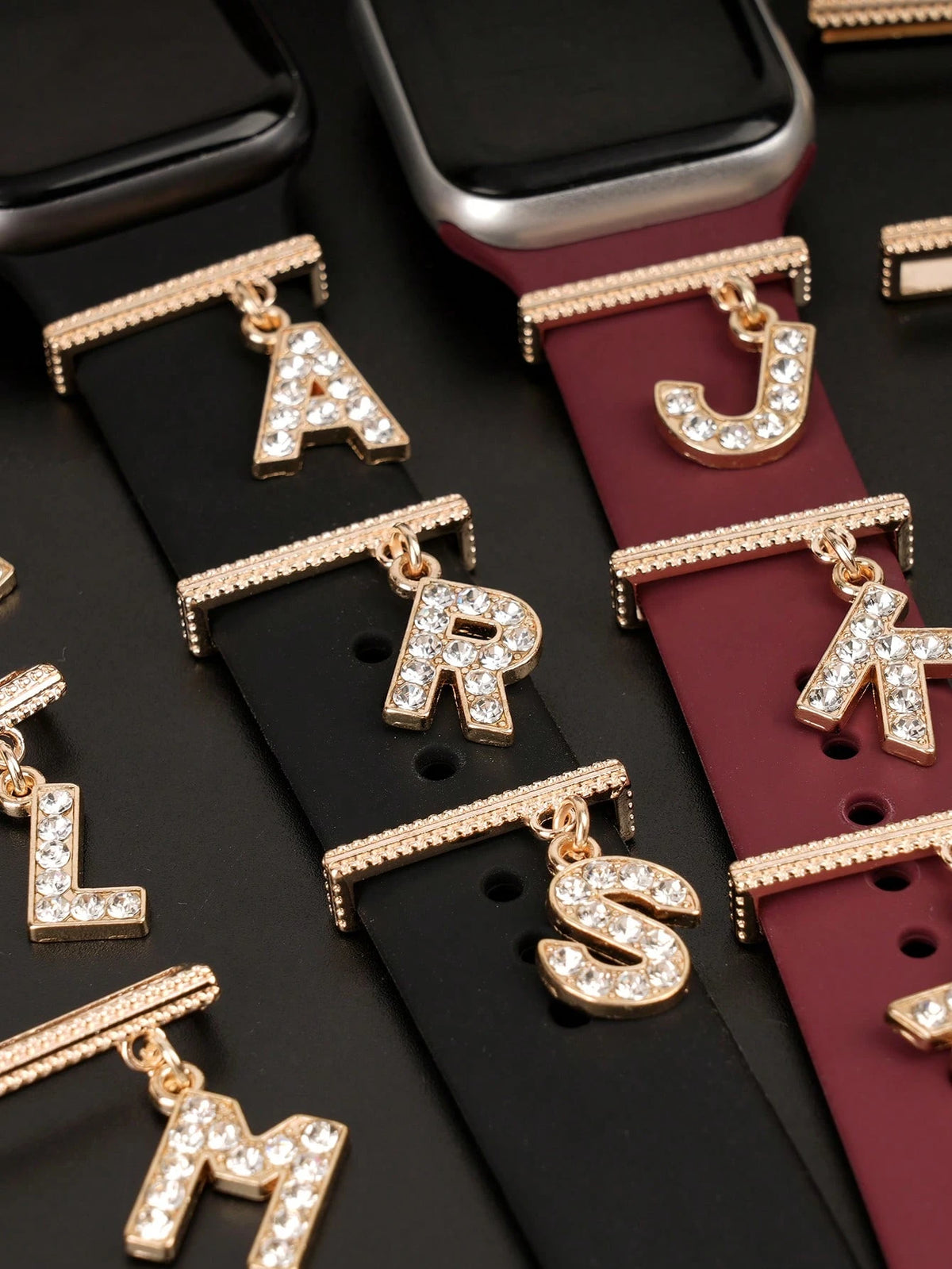1pc New Fashion Rhinestones 26 Letters Watch Band Charm Decoration,For Apple Watch Band Alphabet Accessories Charms Decor,Perfect Birthday Gift