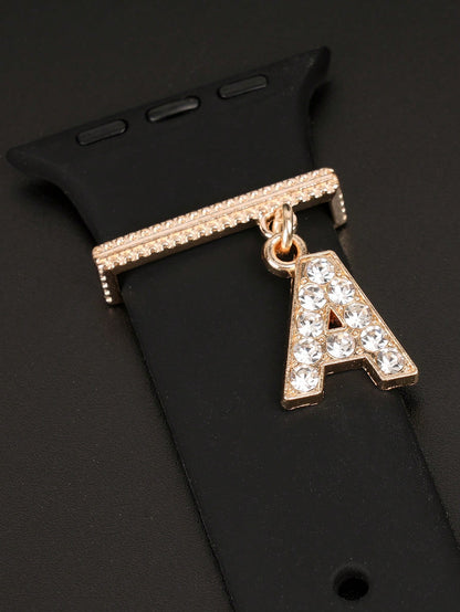 1pc New Fashion Rhinestones 26 Letters Watch Band Charm Decoration,For Apple Watch Band Alphabet Accessories Charms Decor,Perfect Birthday Gift