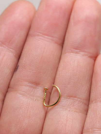 1pc New Hot Sell 925 Sterling Silver D Shape Fake Nose Ring 18G Fashion Non Pierced Nose Hoop Jewelry 8mm