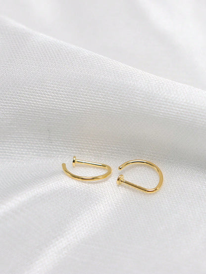 1pc New Hot Sell 925 Sterling Silver D Shape Fake Nose Ring 18G Fashion Non Pierced Nose Hoop Jewelry 8mm