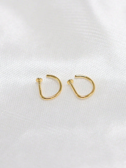 1pc New Hot Sell 925 Sterling Silver D Shape Fake Nose Ring 18G Fashion Non Pierced Nose Hoop Jewelry 8mm