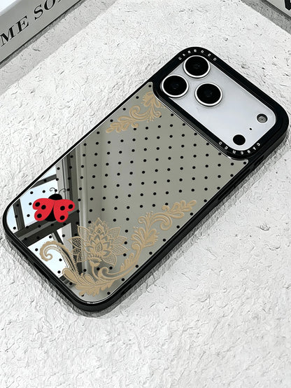 1PC New Hot-Selling Multi-Function Makeup Mirror Polka Dot Lace Pattern Protective Case Compatible With IPhone 17PROMAX/17PRO/17/16PROMAX/16PRO/16/15ProMax/15PRO/15PLUS/15/14PROMAX/14PRO/14Plus/14/13P
