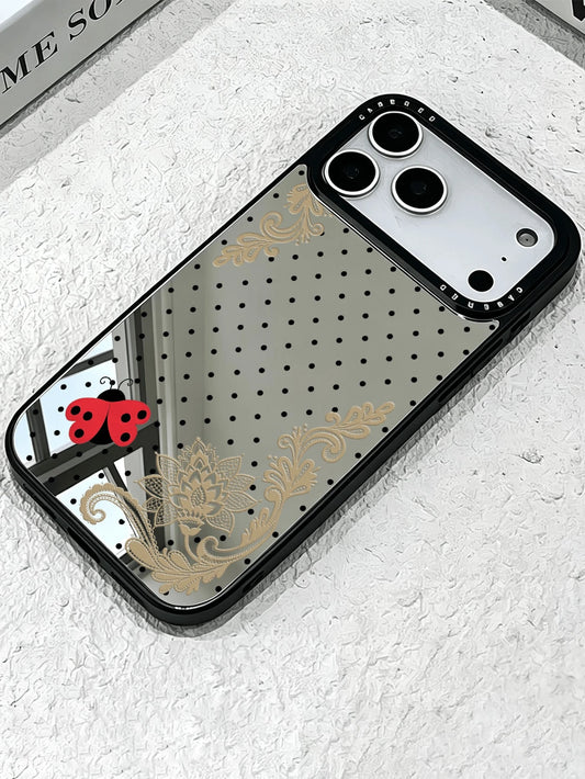 1PC New Hot-Selling Multi-Function Makeup Mirror Polka Dot Lace Pattern Protective Case Compatible With IPhone 17PROMAX/17PRO/17/16PROMAX/16PRO/16/15ProMax/15PRO/15PLUS/15/14PROMAX/14PRO/14Plus/14/13P