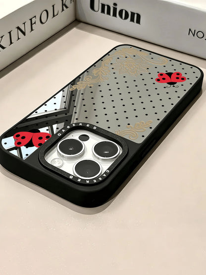 1PC New Hot-Selling Multi-Function Makeup Mirror Polka Dot Lace Pattern Protective Case Compatible With IPhone 17PROMAX/17PRO/17/16PROMAX/16PRO/16/15ProMax/15PRO/15PLUS/15/14PROMAX/14PRO/14Plus/14/13P