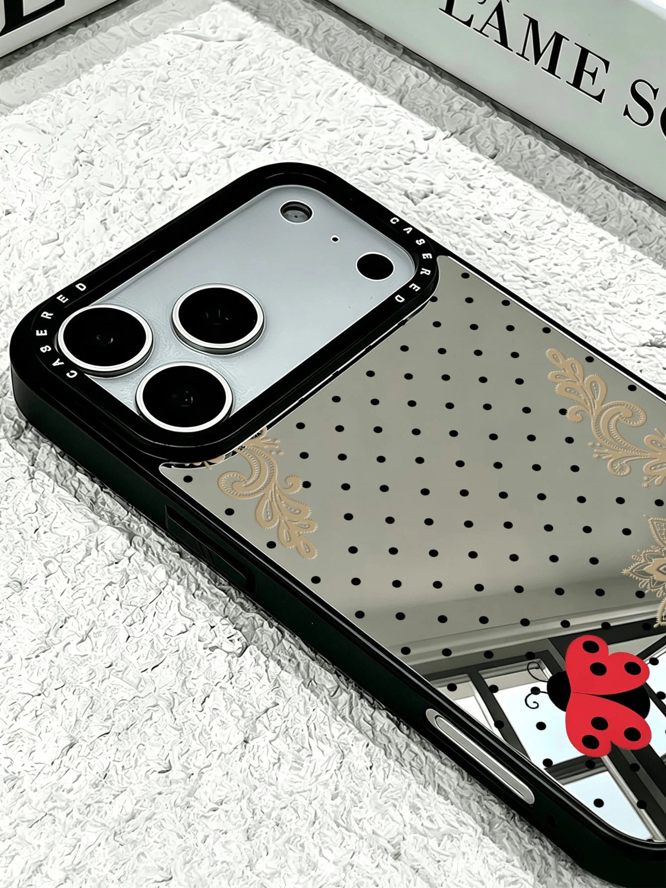 1PC New Hot-Selling Multi-Function Makeup Mirror Polka Dot Lace Pattern Protective Case Compatible With IPhone 17PROMAX/17PRO/17/16PROMAX/16PRO/16/15ProMax/15PRO/15PLUS/15/14PROMAX/14PRO/14Plus/14/13P