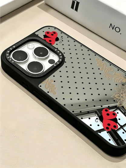 1PC New Hot-Selling Multi-Function Makeup Mirror Polka Dot Lace Pattern Protective Case Compatible With IPhone 17PROMAX/17PRO/17/16PROMAX/16PRO/16/15ProMax/15PRO/15PLUS/15/14PROMAX/14PRO/14Plus/14/13P
