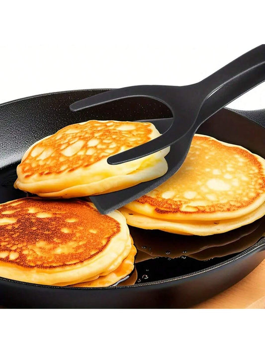 1pc Nylon Handle Flip Spatula- 2-In-1 Multifunctional Non-Stick Kitchen Spatula, Suitable For Frying Fish, French Toast, Omelets, Pancakes, Solves Flipping Issues