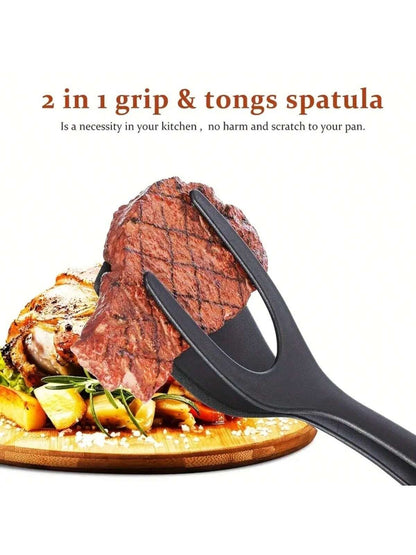 1pc Nylon Handle Flip Spatula- 2-In-1 Multifunctional Non-Stick Kitchen Spatula, Suitable For Frying Fish, French Toast, Omelets, Pancakes, Solves Flipping Issues
