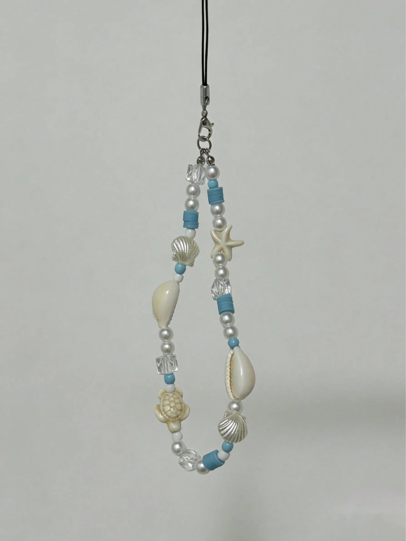 1pc Ocean Series Seashell, Starfish, Turtle Bohemian Shell Beach Decor, Faux Pearl Soft Clay Bead Necklace, Phone Strap, Earphone Strap, Bag Accessory, Gift For Friends