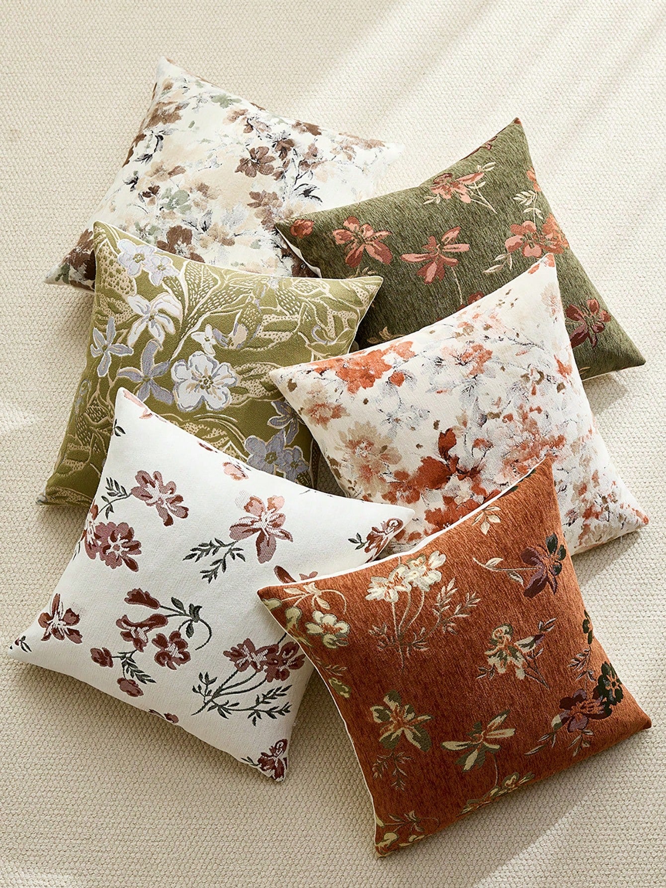 1pc Olive Green (No Insert) Floral Pattern Pillowcase, Modern Fashion Luxury Comfortable Soft Jacquard Cushion Cover, Suitable For Daily Home Decor, Sofa, Bed, Bedroom, Living Room, Cafe, Exhibition H