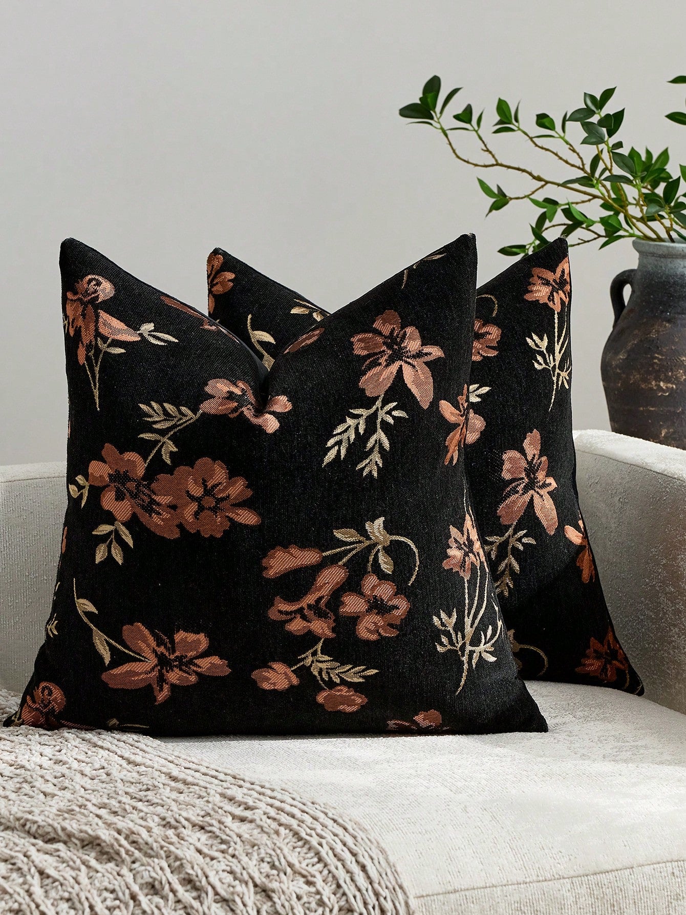 1pc Olive Green (No Insert) Floral Pattern Pillowcase, Modern Fashion Luxury Comfortable Soft Jacquard Cushion Cover, Suitable For Daily Home Decor, Sofa, Bed, Bedroom, Living Room, Cafe, Exhibition H