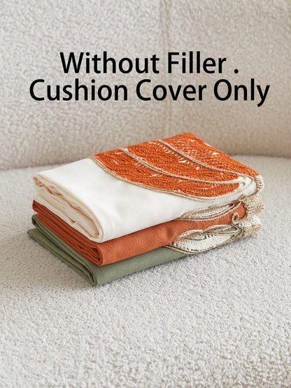 1pc Orange Pumpkin Embroidered Decorative Pillow Cover, 17.7*17.7inch, Suitable For Indoor Decor, All Season Throw Pillow Cover, Pillow Insert Not Included