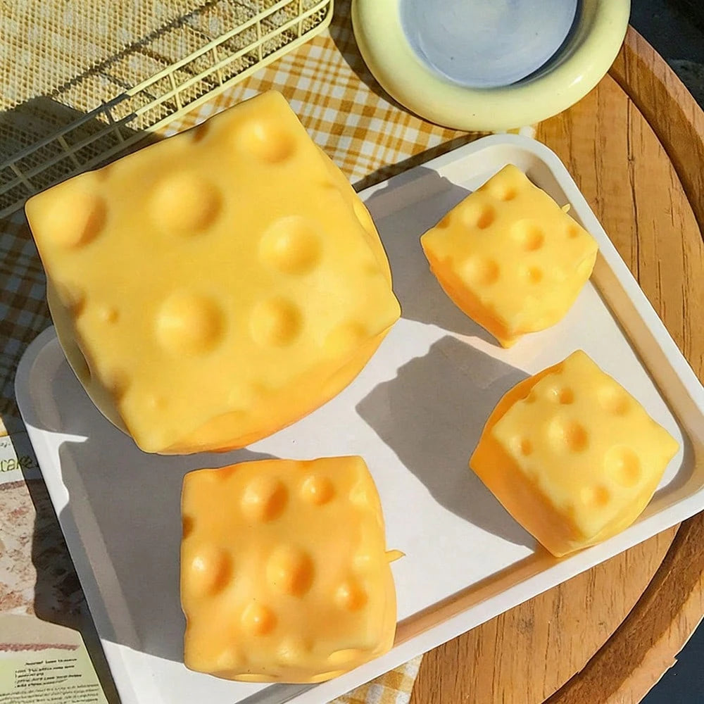 1PC Oversized Cheese Elastic TPR Squishy Toy, Reusable Washable Stress Relief Gadget Random Style, Fan Travel Portable Relax Accessory, Fanmeet Festival Gift, Scene Shooting Decor Prop
