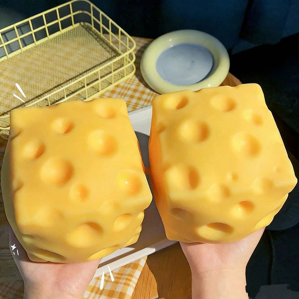 1PC Oversized Cheese Elastic TPR Squishy Toy, Reusable Washable Stress Relief Gadget Random Style, Fan Travel Portable Relax Accessory, Fanmeet Festival Gift, Scene Shooting Decor Prop