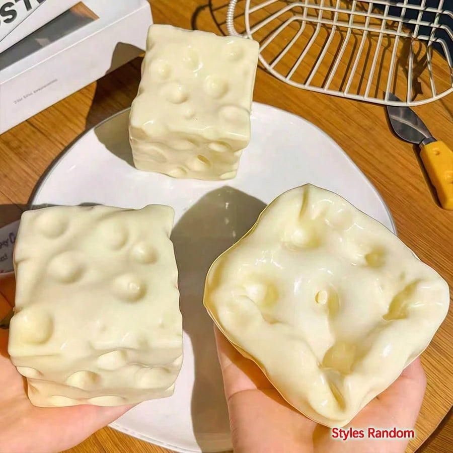 1PC Oversized Cheese Elastic TPR Squishy Toy, Reusable Washable Stress Relief Gadget Random Style, Fan Travel Portable Relax Accessory, Fanmeet Festival Gift, Scene Shooting Decor Prop