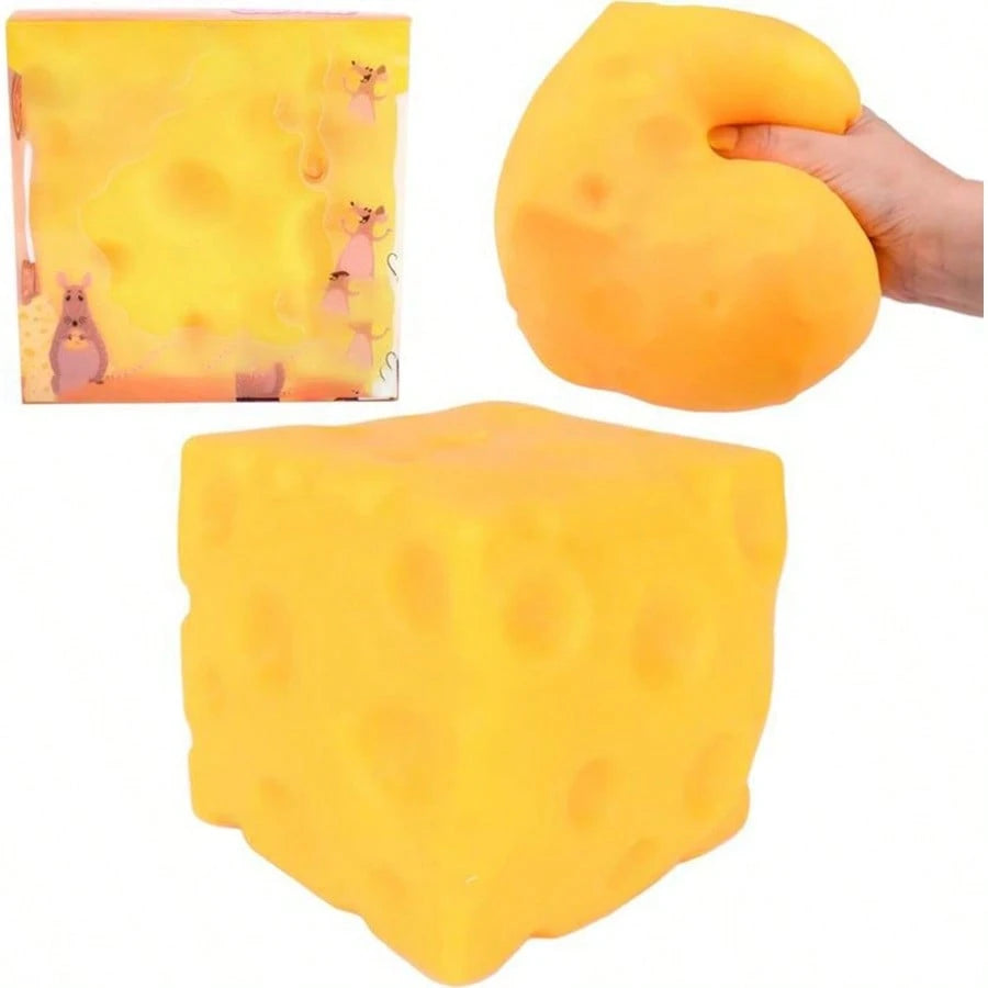 1PC Oversized Cheese Elastic TPR Squishy Toy, Reusable Washable Stress Relief Gadget Random Style, Fan Travel Portable Relax Accessory, Fanmeet Festival Gift, Scene Shooting Decor Prop
