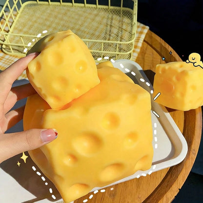 1PC Oversized Cheese Elastic TPR Squishy Toy, Reusable Washable Stress Relief Gadget Random Style, Fan Travel Portable Relax Accessory, Fanmeet Festival Gift, Scene Shooting Decor Prop