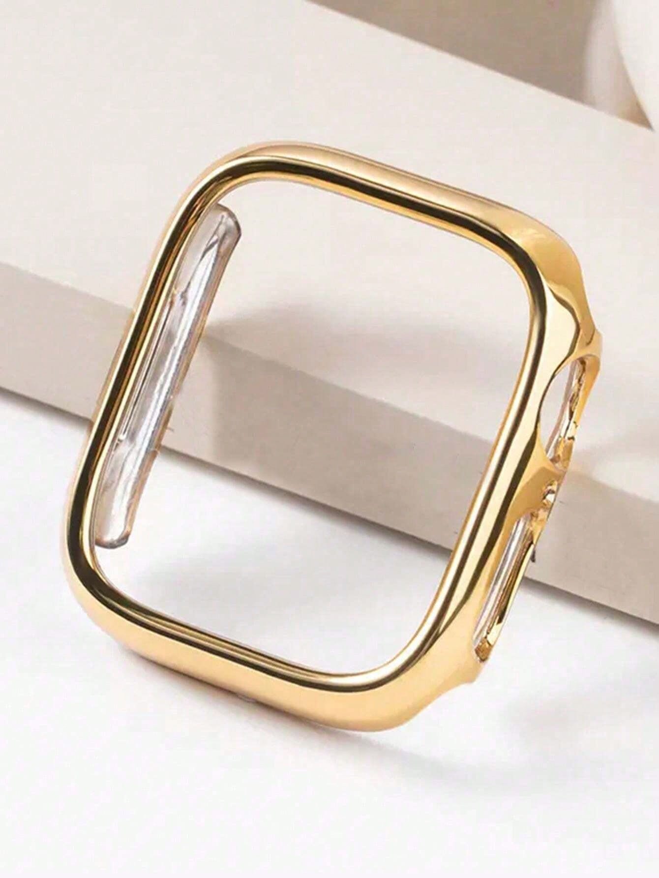 1pc PC Hard Material Electroplated Gold Hollow Frame Watch Case Protective Cover Compatible With Apple Watch Case 40mm 41mm 42mm 44mm 45mm 46mm 49mm, New Watch Bumper Case Suitable For Apple Watch Ult
