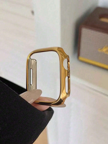 1pc PC Hard Material Electroplated Gold Hollow Frame Watch Case Protective Cover Compatible With Apple Watch Case 40mm 41mm 42mm 44mm 45mm 46mm 49mm, New Watch Bumper Case Suitable For Apple Watch Ult