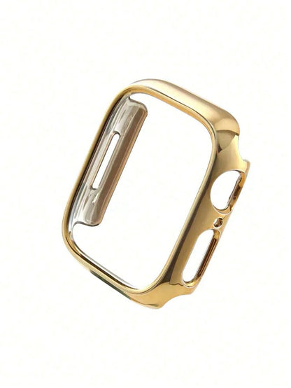 1pc PC Hard Material Electroplated Gold Hollow Frame Watch Case Protective Cover Compatible With Apple Watch Case 40mm 41mm 42mm 44mm 45mm 46mm 49mm, New Watch Bumper Case Suitable For Apple Watch Ult
