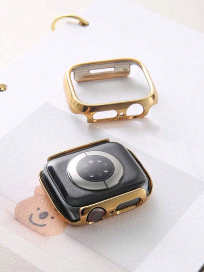 1pc PC Hard Material Electroplated Gold Hollow Frame Watch Case Protective Cover Compatible With Apple Watch Case 40mm 41mm 42mm 44mm 45mm 46mm 49mm, New Watch Bumper Case Suitable For Apple Watch Ult