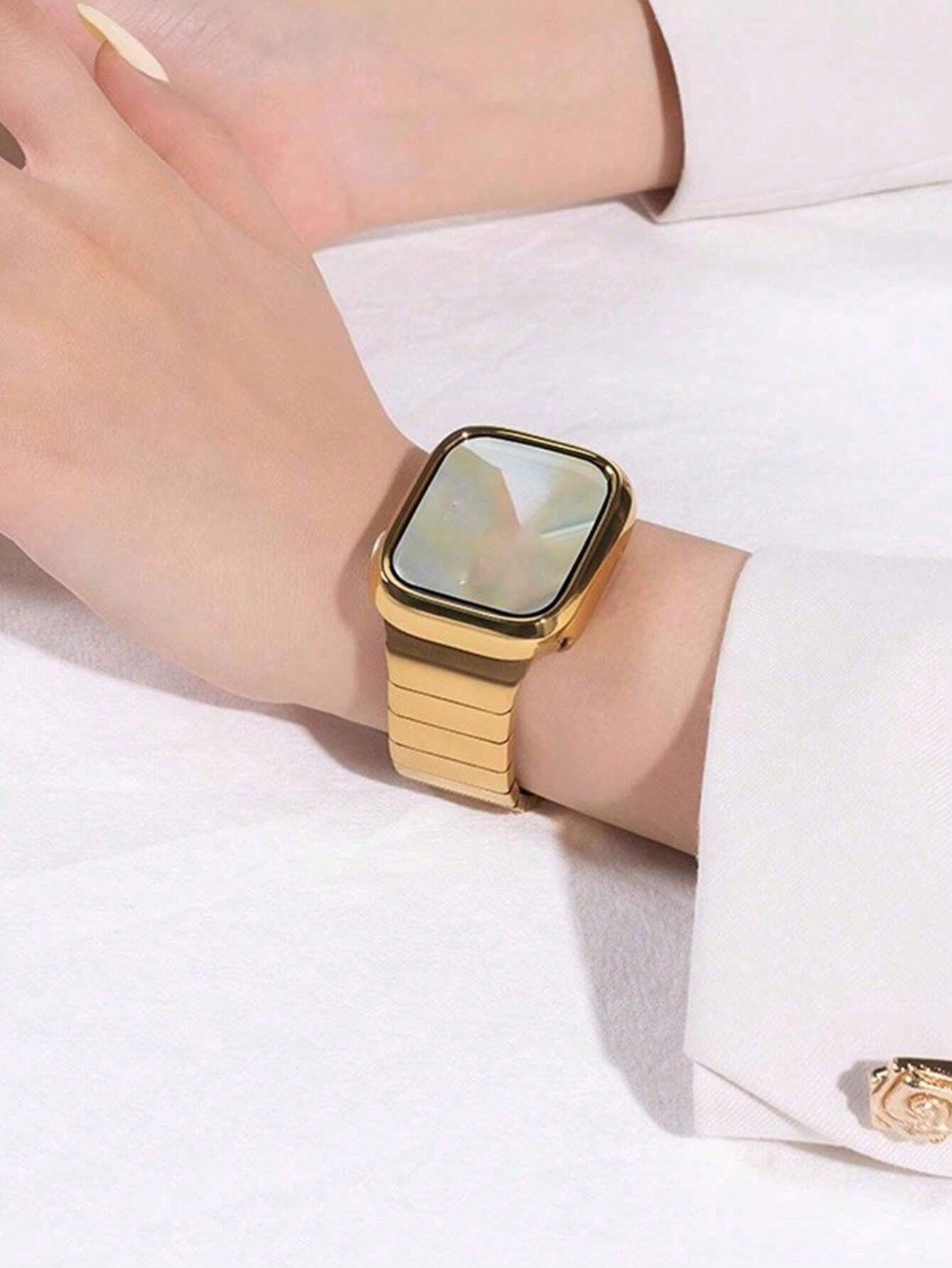 1pc PC Hard Material Electroplated Gold Hollow Frame Watch Case Protective Cover Compatible With Apple Watch Case 40mm 41mm 42mm 44mm 45mm 46mm 49mm, New Watch Bumper Case Suitable For Apple Watch Ult