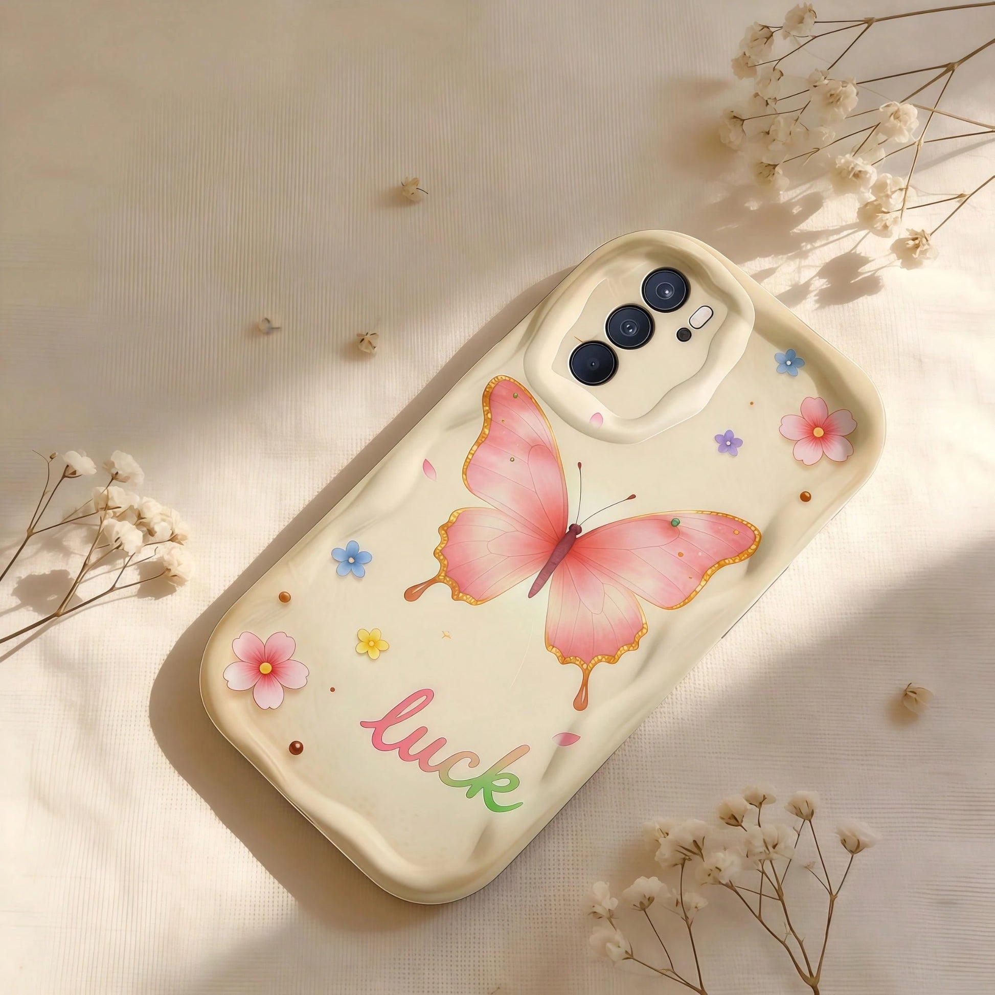 1pc Personalized DIY Custom Font Name Phone Case, Soft Phone Case With Customizable Surname, Colorful Butterfly Pattern, Full Coverage Lens Protection, Transparent Thick Anti-Drop Shockproof Scratch-R