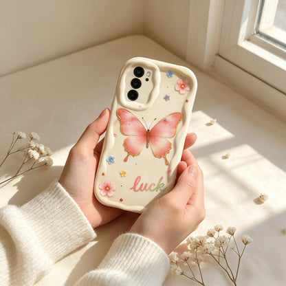 1pc Personalized DIY Custom Font Name Phone Case, Soft Phone Case With Customizable Surname, Colorful Butterfly Pattern, Full Coverage Lens Protection, Transparent Thick Anti-Drop Shockproof Scratch-R