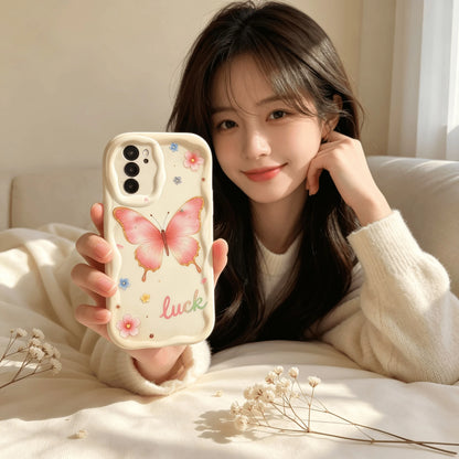 1pc Personalized DIY Custom Font Name Phone Case, Soft Phone Case With Customizable Surname, Colorful Butterfly Pattern, Full Coverage Lens Protection, Transparent Thick Anti-Drop Shockproof Scratch-R