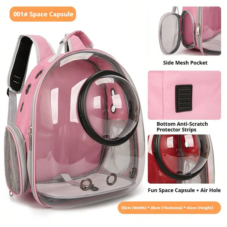 1PC Pet Space Capsule Backpack, Cat And Dog Carrier, Transparent, Breathable And Heat-Resistant, Pet Carrier Suitable For Travel, Hiking And Camping