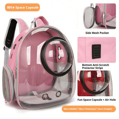 1PC Pet Space Capsule Backpack, Cat And Dog Carrier, Transparent, Breathable And Heat-Resistant, Pet Carrier Suitable For Travel, Hiking And Camping