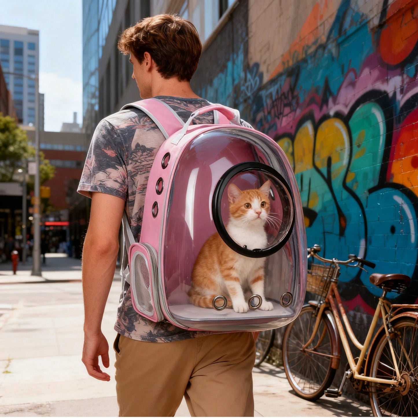 1PC Pet Space Capsule Backpack, Cat And Dog Carrier, Transparent, Breathable And Heat-Resistant, Pet Carrier Suitable For Travel, Hiking And Camping
