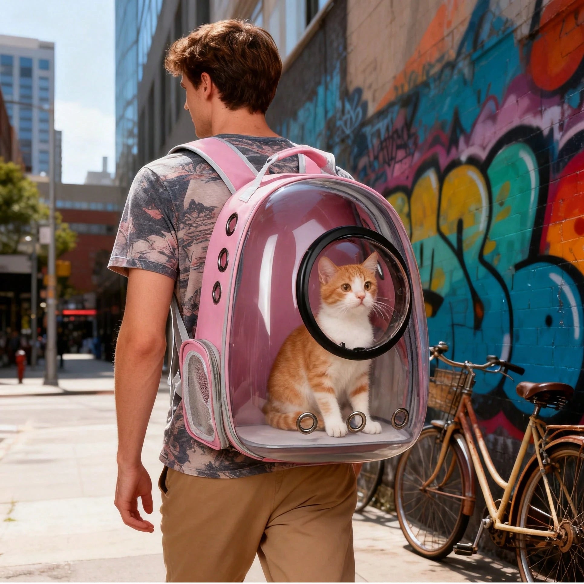 1PC Pet Space Capsule Backpack, Cat And Dog Carrier, Transparent, Breathable And Heat-Resistant, Pet Carrier Suitable For Travel, Hiking And Camping