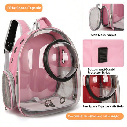 1PC Pet Space Capsule Backpack, Cat And Dog Carrier, Transparent, Breathable And Heat-Resistant, Pet Carrier Suitable For Travel, Hiking And Camping
