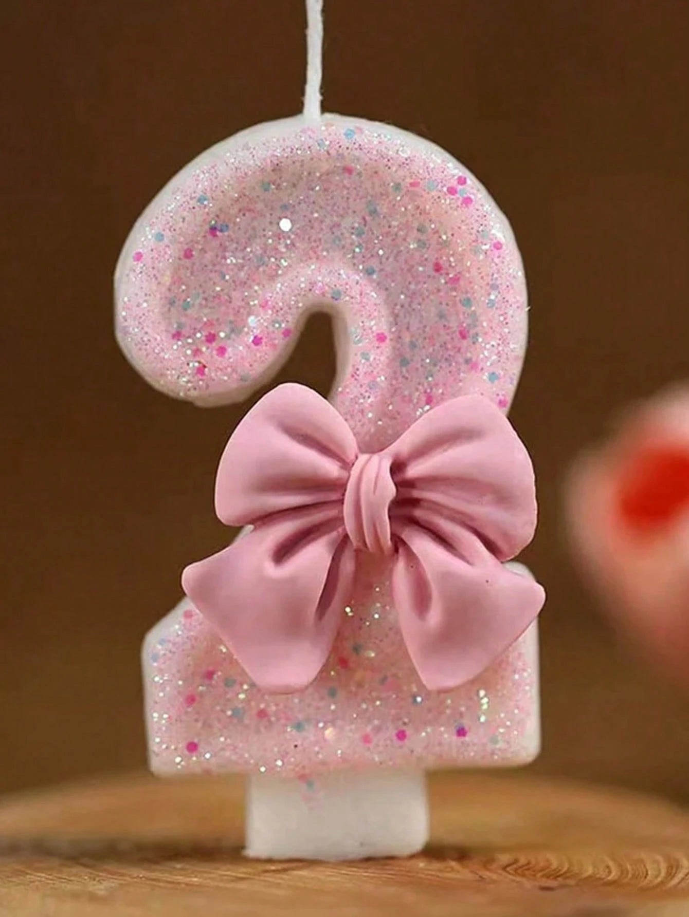 1pc Pink Bow Shaped 0-9 Rhinestone Number Birthday Anniversary Event Party Cake Candle Aromatherapy Candles Number Candles Children's Cake Decoration