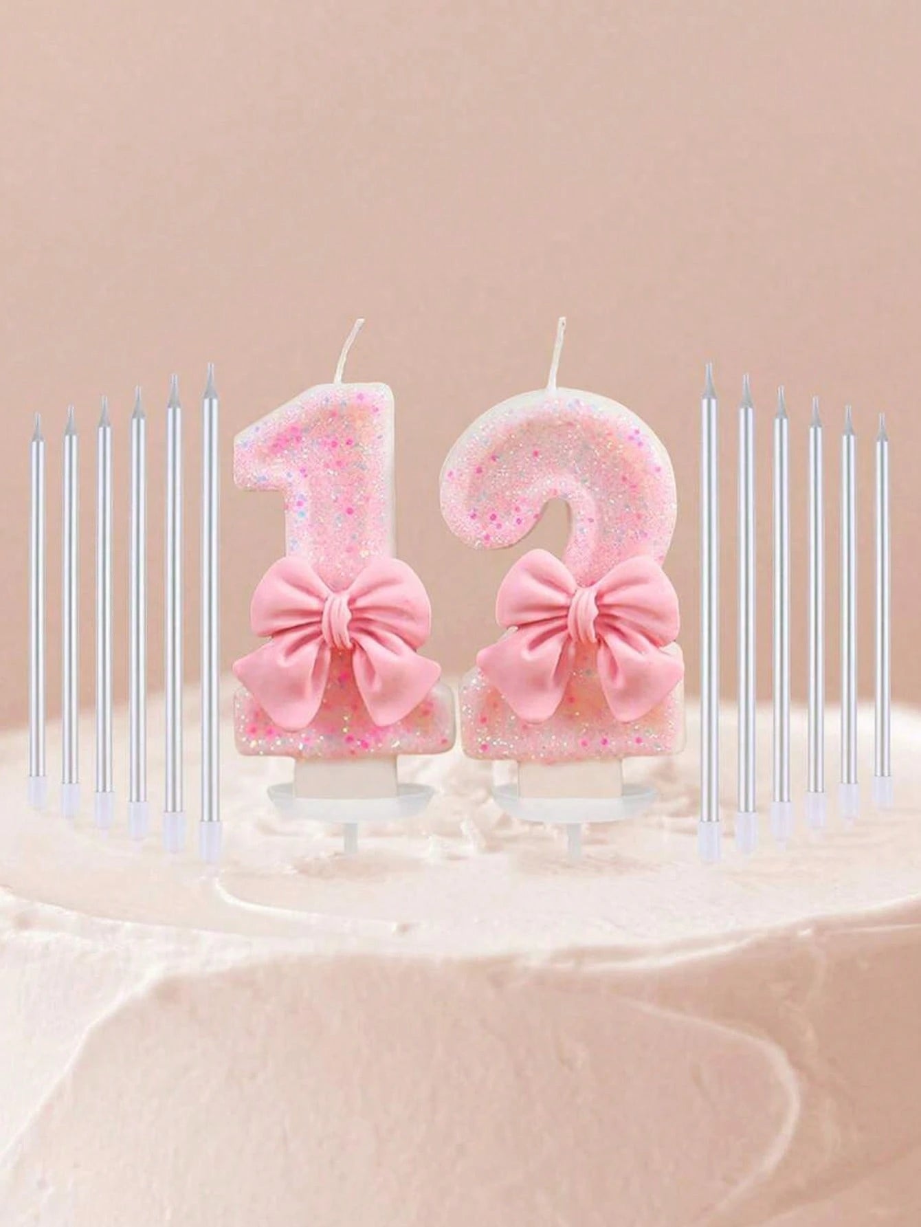 1pc Pink Bow Shaped 0-9 Rhinestone Number Birthday Anniversary Event Party Cake Candle Aromatherapy Candles Number Candles Children's Cake Decoration
