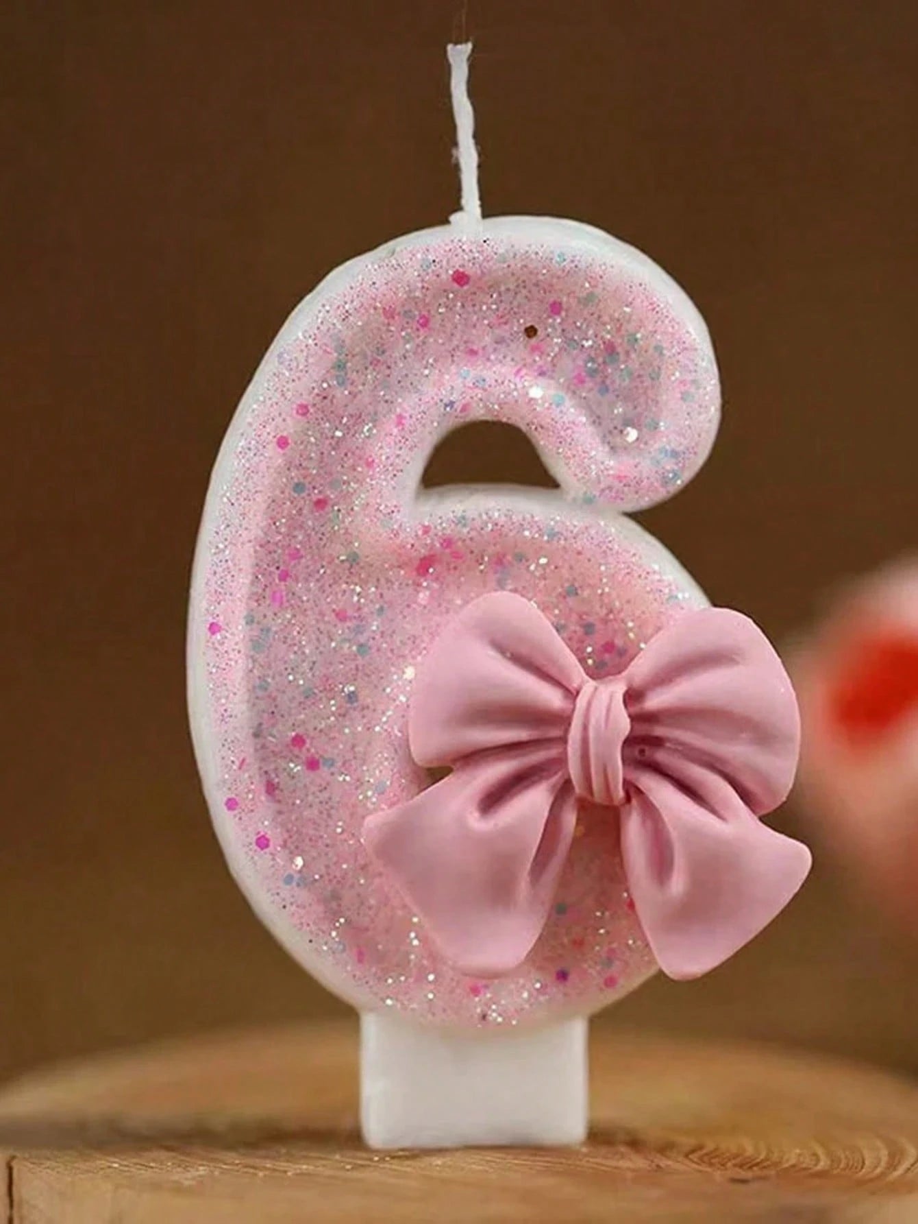 1pc Pink Bow Shaped 0-9 Rhinestone Number Birthday Anniversary Event Party Cake Candle Aromatherapy Candles Number Candles Children's Cake Decoration