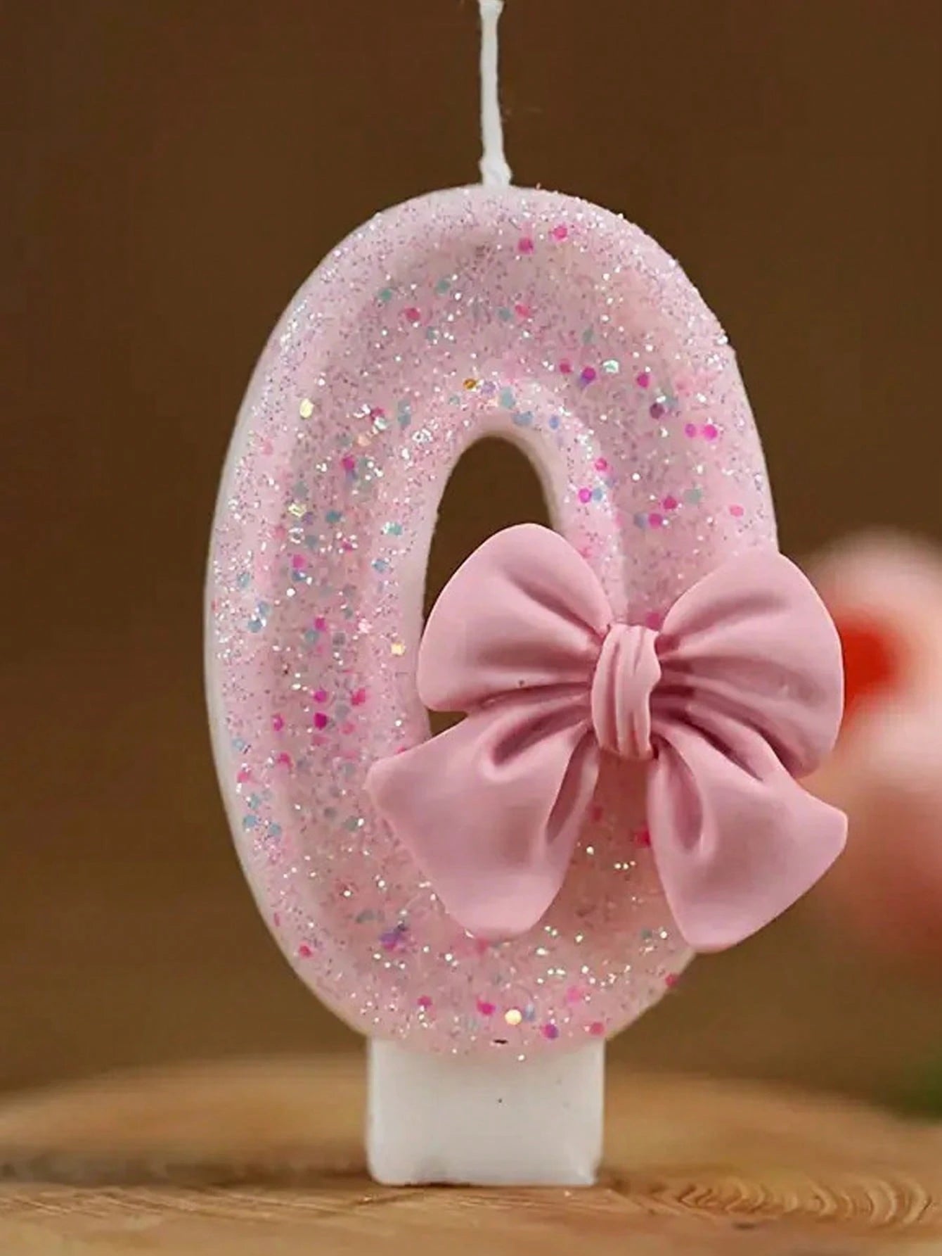 1pc Pink Bow Shaped 0-9 Rhinestone Number Birthday Anniversary Event Party Cake Candle Aromatherapy Candles Number Candles Children's Cake Decoration